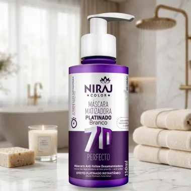 M&aacute;scara Matizadora Platinado Branco Niraj Color 7D Perfecto Anti Yellow 150ml