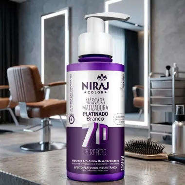 M&aacute;scara Matizadora Platinado Branco Niraj Color 7D Perfecto Anti Yellow 150ml