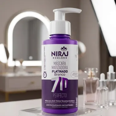 M&aacute;scara Matizadora Platinado Branco Niraj Color 7D Perfecto Anti Yellow 150ml
