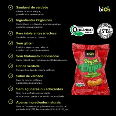 Chips Vegan Bio2 Tomate e Manjeric&atilde;o 40g