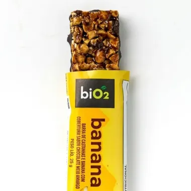 Barra de Cereal Bio2 Castanhas e Banana com Cobertura Sabor Chocolate Meio Amargo 25g