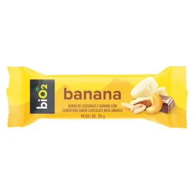 Barra de Cereal Bio2 Castanhas e Banana com Cobertura Sabor Chocolate Meio Amargo 25g