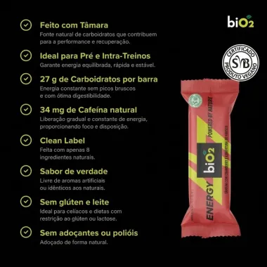 Barra de Frutas Energy Bio2 Powered By Nature Sabor T&atilde;mara com Cranberry e Cobertura de Hibisco 42g