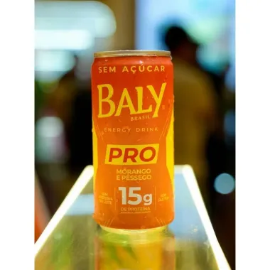 Energ&eacute;tico Baly Brasil Energy Drink PRO Morango e P&ecirc;ssego com 15g de Prote&iacute;na de Col&aacute;geno Sem A&ccedil;&uacute;car 250ml