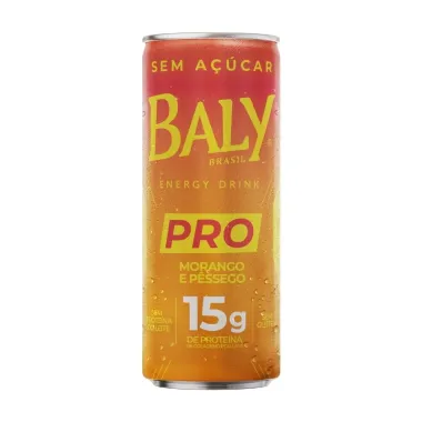 Energ&eacute;tico Baly Brasil Energy Drink PRO Morango e P&ecirc;ssego com 15g de Prote&iacute;na de Col&aacute;geno Sem A&ccedil;&uacute;car 250ml