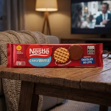 Biscoito Nestl&eacute; Choco Waffle Crocante com Cobertura de Chocolate ao Leite 80g