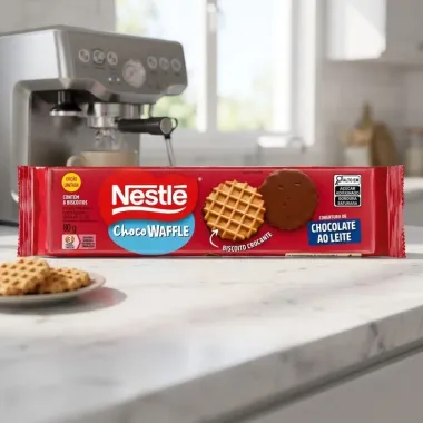 Biscoito Nestl&eacute; Choco Waffle Crocante com Cobertura de Chocolate ao Leite 80g
