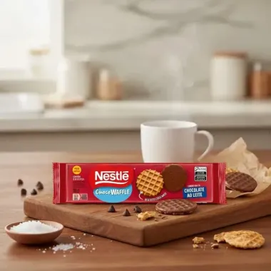 Biscoito Nestl&eacute; Choco Waffle Crocante com Cobertura de Chocolate ao Leite 80g