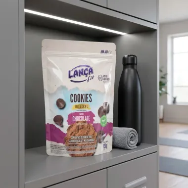 Cookies Integral Lan&ccedil;a Fit Chocolate com Gotas de Cobertura Sabor Chocolate Meio Amargo 120g
