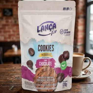 Cookies Integral Lan&ccedil;a Fit Chocolate com Gotas de Cobertura Sabor Chocolate Meio Amargo 120g