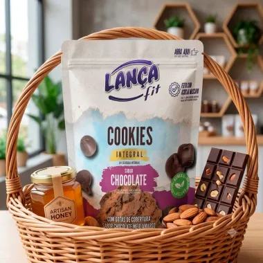 Cookies Integral Lan&ccedil;a Fit Chocolate com Gotas de Cobertura Sabor Chocolate Meio Amargo 120g