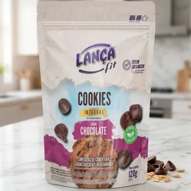 Cookies Integral Lan&ccedil;a Fit Chocolate com Gotas de Cobertura Sabor Chocolate Meio Amargo 120g