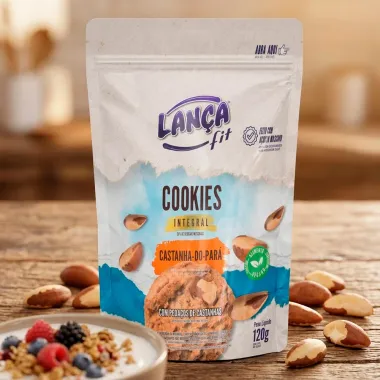 Cookies Integral Lan&ccedil;a Fit Castanha do Par&aacute; com Peda&ccedil;os de Castanhas 120g