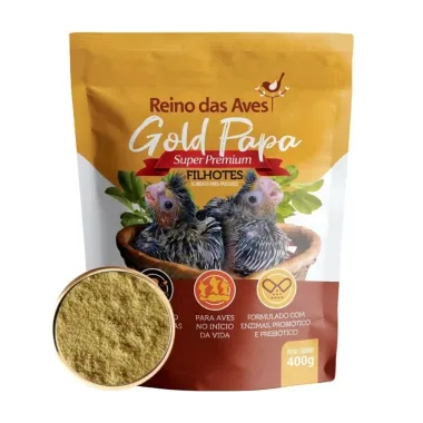 Ra&ccedil;&atilde;o para P&aacute;ssaro Reino das Aves Gold Papa Super Premium Filhotes 400g
