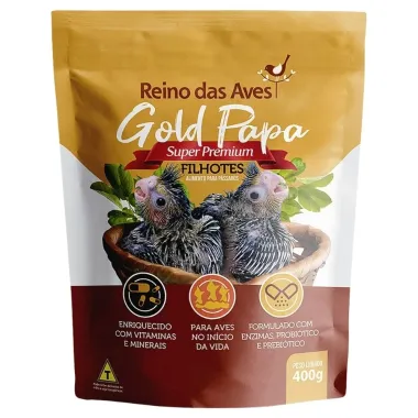 Ra&ccedil;&atilde;o para P&aacute;ssaro Reino das Aves Gold Papa Super Premium Filhotes 400g