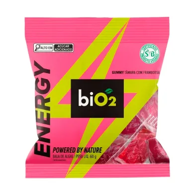 Bala de Algas Bio2 Energy Gummy T&acirc;mara com Framboesa 60g