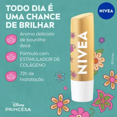 Hidratante Labial N&iacute;vea Ed. Limitada Disney Princesa Cinderela Creme de Baunilha 4,8g