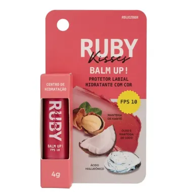 Protetor Labial Hidratante com Cor Ruby Kisses Balm Up! FPS 10 Cheer Up 4g