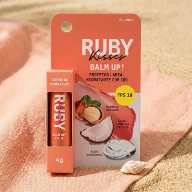 Protetor Labial Hidratante com Cor Ruby Kisses Balm Up! FPS 10 Hands Up 4g
