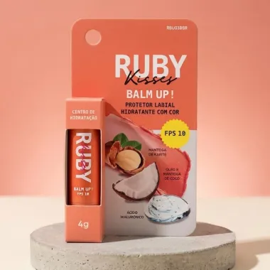 Protetor Labial Hidratante com Cor Ruby Kisses Balm Up! FPS 10 Hands Up 4g