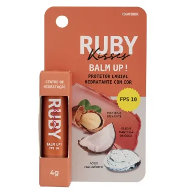 Protetor Labial Hidratante com Cor Ruby Kisses Balm Up! FPS 10 Hands Up 4g
