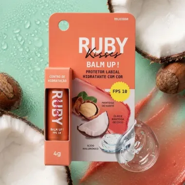 Protetor Labial Hidratante com Cor Ruby Kisses Balm Up! FPS 10 Hands Up 4g