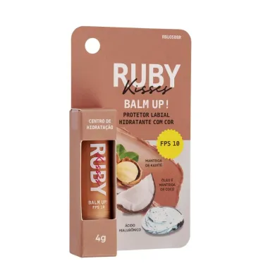 Protetor Labial Hidratante com Cor Ruby Kisses Balm Up! FPS 10 Look Up 4g