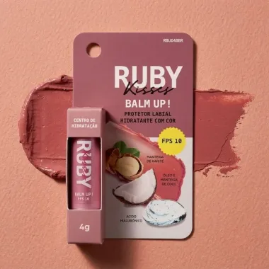 Protetor Labial Hidratante com Cor Ruby Kisses Balm Up! FPS 10 Get Up 4g
