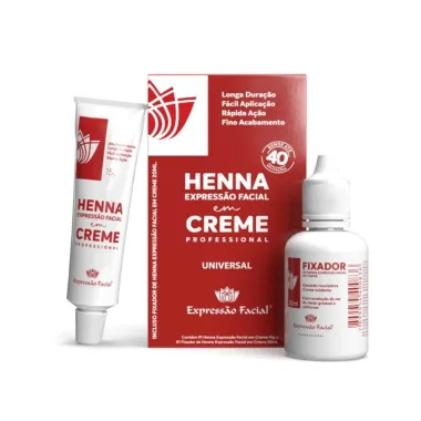 Henna Express&atilde;o Facial em Creme 15g e Fixador de Henna Express&atilde;o Facial em Creme 20ml Universal