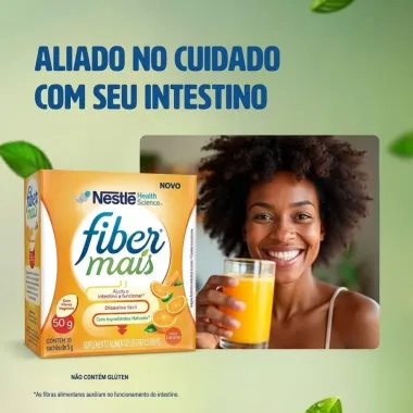 Fiber Mais Nestl&eacute; Sabor Laranja Suplemento Alimentar em P&oacute; com 10 Sach&ecirc;s de 5g Cada