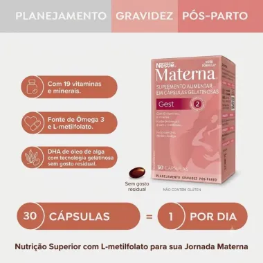 Materna Gest 2 Suplemento Alimentar com 30 C&aacute;psulas Gelatinosas