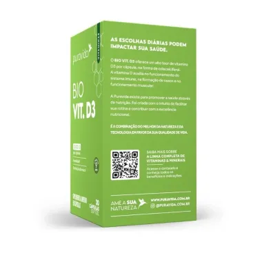 Bio Vit D3 Puravida com 30 C&aacute;psulas Softgel