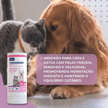 Shampoo Veterin&aacute;rio Virbac Phisioderm para C&atilde;es e Gatos Pele Sens&iacute;vel com 250ml