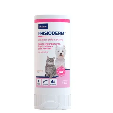 Shampoo Veterin&aacute;rio Virbac Phisioderm para C&atilde;es e Gatos Pele Sens&iacute;vel com 250ml