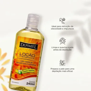 Lo&ccedil;&atilde;o Pr&eacute;-Depilat&oacute;ria Depimiel Limpa e Suaviza 240ml