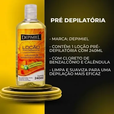 Lo&ccedil;&atilde;o Pr&eacute;-Depilat&oacute;ria Depimiel Limpa e Suaviza 240ml