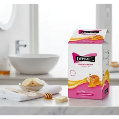 Cera Depilat&oacute;ria Depimiel em Tabletes Natural com Mel 4 Tabletes de 250g cada - 1kg