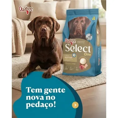 Ra&ccedil;&atilde;o para C&atilde;es Quatree Select One Adultos Todas as Ra&ccedil;as Sabor Frango e Carne com Arroz 15kg