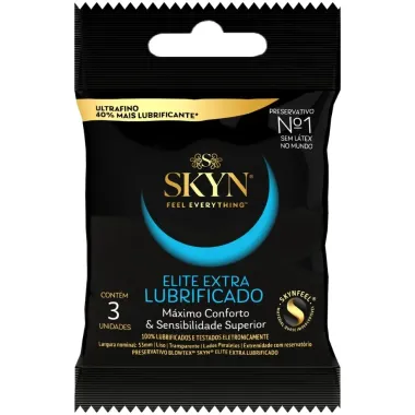 Preservativo Skyn Elite Extra Lubrificado Ultra Fino com 3 Unidades