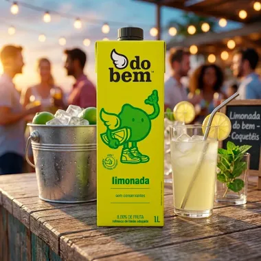Limonada Do Bem 8,00% de Fruta Refresco de Lim&atilde;o Ado&ccedil;ado 1 Litro