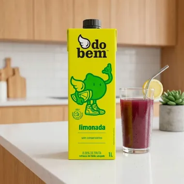 Limonada Do Bem 8,00% de Fruta Refresco de Lim&atilde;o Ado&ccedil;ado 1 Litro