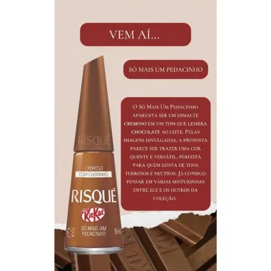 Esmalte Cremoso com Cheirinho Risqu&eacute; Kitkat S&oacute; Mais Um Pedacinho 8ml