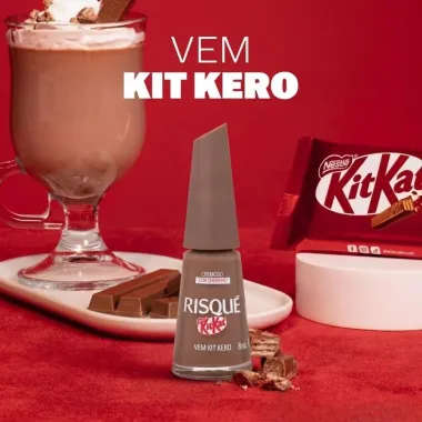 Esmalte Cremoso com Cheirinho Risqu&eacute; Kitkat Vem Kit Kero 8ml