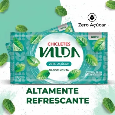Chicletes Valda Sabor Menta Zero A&ccedil;&uacute;car 8g