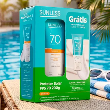Protetor Solar Sunless FPS 70 Toque Seco 200g e Ganhe Protetor Solar Facial FPS 70 Toque Seco Sem Cor 30g