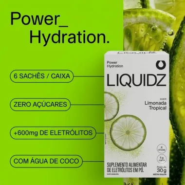 Liquidz Power Hydration Sabor Limonada Tropical 6 Sticks de 5g cada - 30G