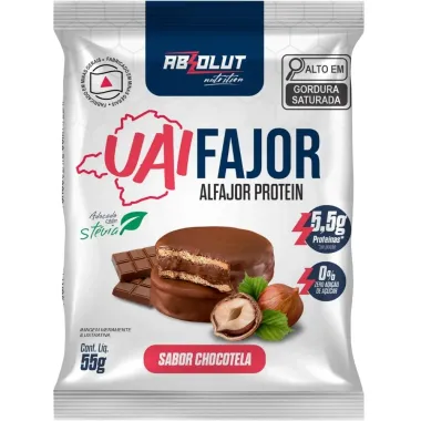 UaiFajor Protein Absolut Nutrition Sabor Chocotela com 5,5g de Prote&iacute;na Zero A&ccedil;&uacute;car 55g