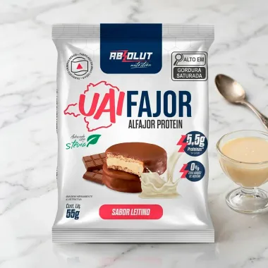 UaiFajor Protein Absolut Nutrition Sabor Leitino com 5,5g de Prote&iacute;na Zero A&ccedil;&uacute;car 55g