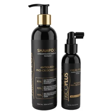 Shampoo 300ml e Lo&ccedil;&atilde;o T&ocirc;nico 100ml Tricoplus Antiqueda Pr&oacute;-Crescimento Sem Sal e Sem &Aacute;lcool