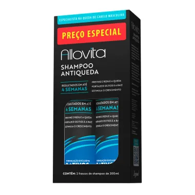 Shampoo Antiqueda Allovita 7 Ativos Masculino 2 Unidades de 200ml Pre&ccedil;o Especial